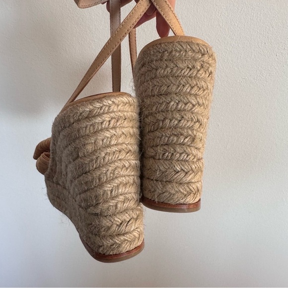 Loeffler Randall Peri Tan Wedge Sandals with Bow Detail - Picture 9 of 11